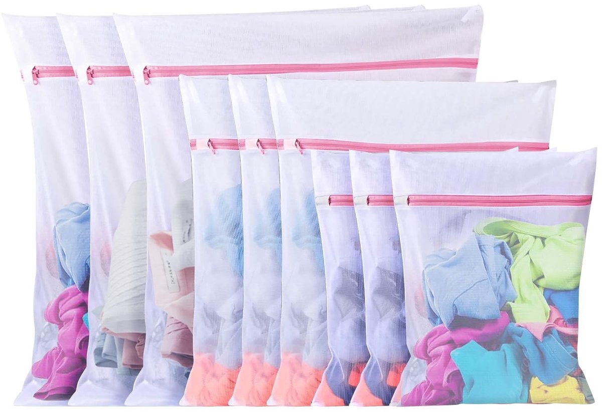 Dailygoods - 10 Stuks Wasnet Voor Wasmachine, Waszak Wasmachine Wasnet Grote Mesh Waszak Voor Shirts Bh's Sokken Schoenen Truien Babykleding (3 Maten)