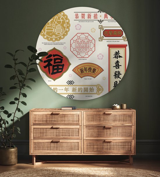Textes chinois avec significations Assiette en plastique cercle mural ⌀ 140 cm