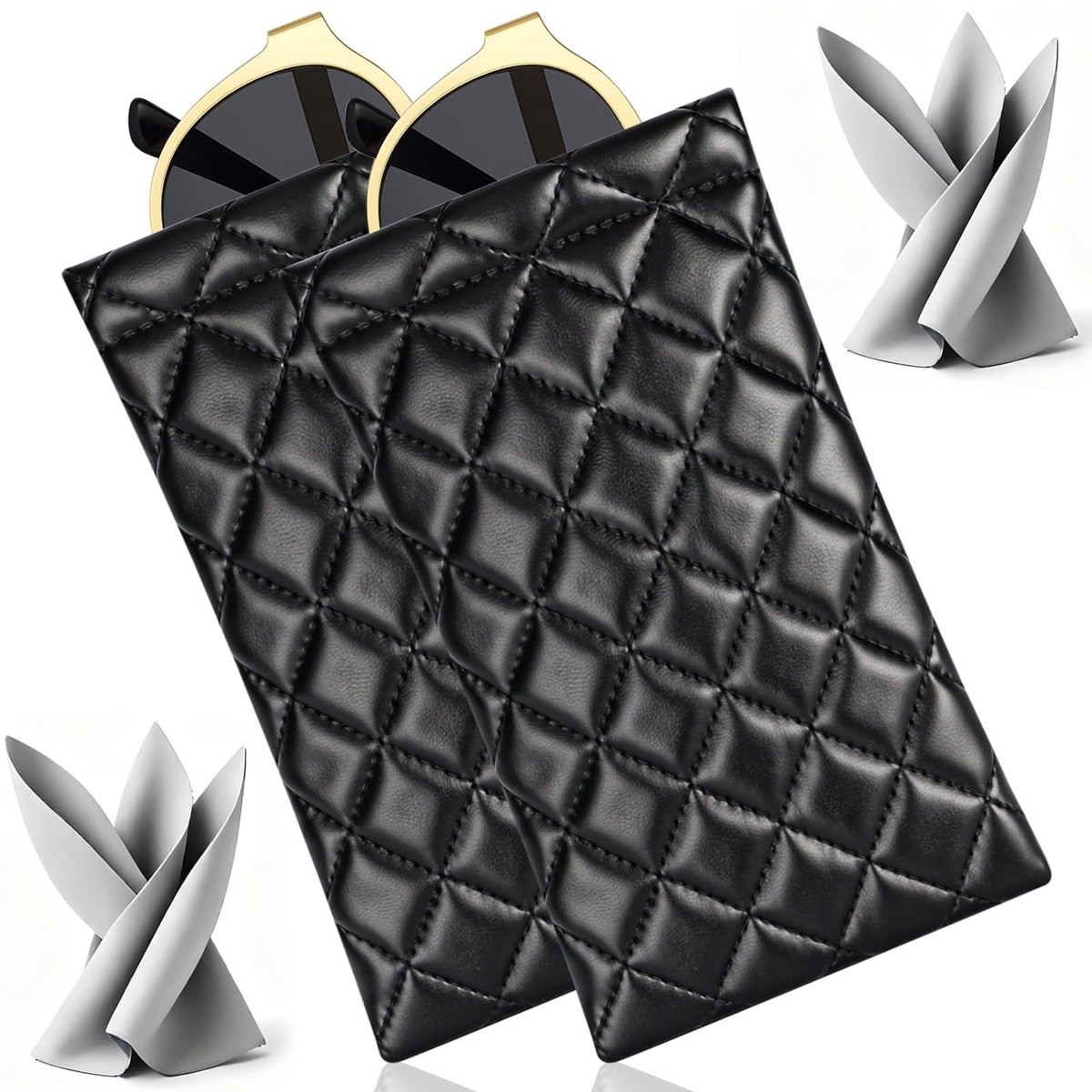 Dailygoods - Brillenkoker voor dames, zacht 2-delige set van PU-leer, zachte lederen brillenkoker met knijpsluiting, klein en draagbaar met brillenpoetsdoek, brillenkoker voor handtas, geschikt voor dagelijks