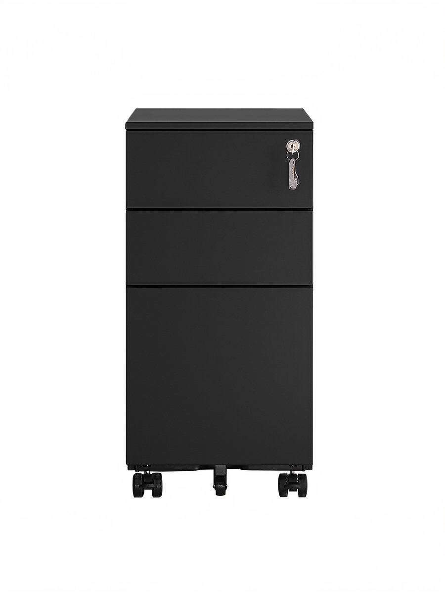 SONGMICS - Archiefkast - Kantoorkast met Hangmappen - Afsluitbare Rolcontainer - 3 Lades - Voorgemonteerd
