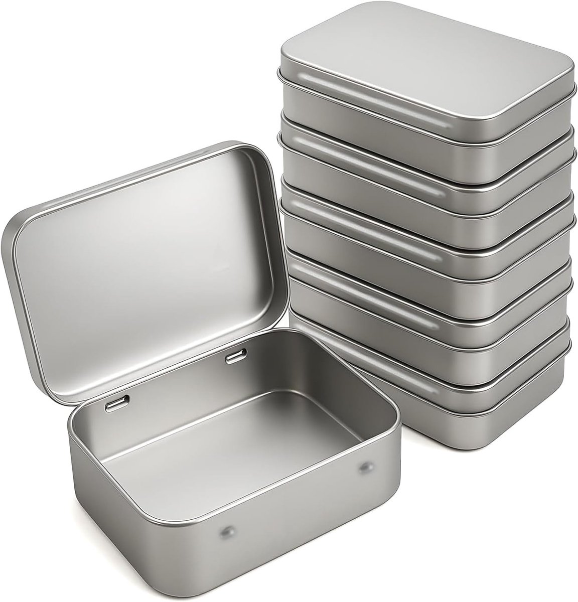 6 stuks Flip-Top Kleine Rectagonale Blikken, Roestvrij Metalen Containers voor Bruiloft Snoepverpakking, Mini Opbergdozen voor Snoep, Ambachten, Kantoorbenodigdheden | 9 x 6,5 x 1,8 cm