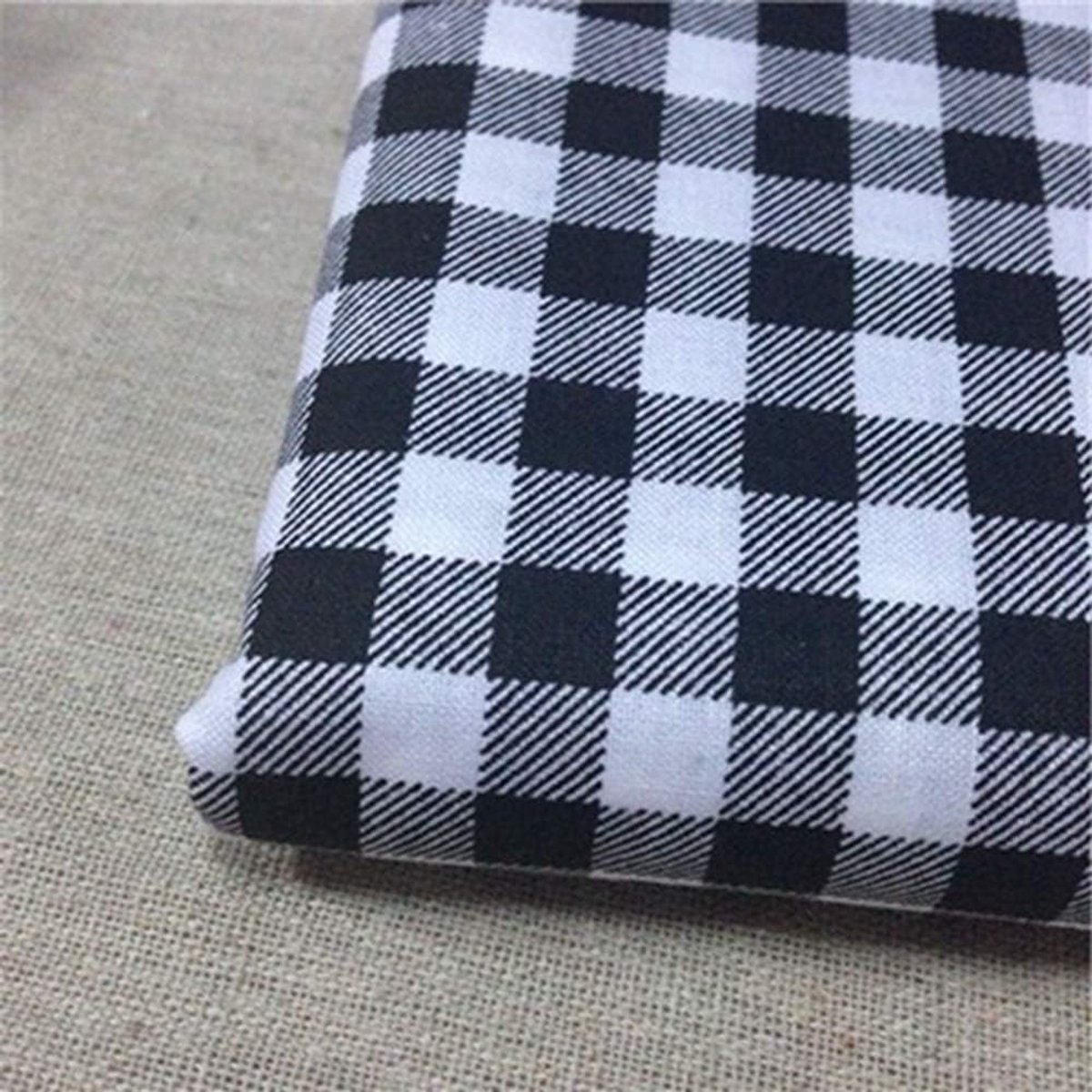 Stof per meter, 100 cm x 150 cm zwart wit plaid