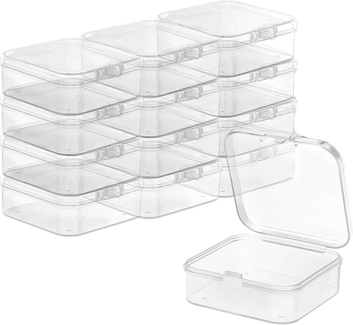 Opbergdozen met deksel, kleine kunststof, kleine opbergdoos, plastic transparante plastic doos, mini-plastic dozen, set voor pillen, kralen, sieraden, handwerk