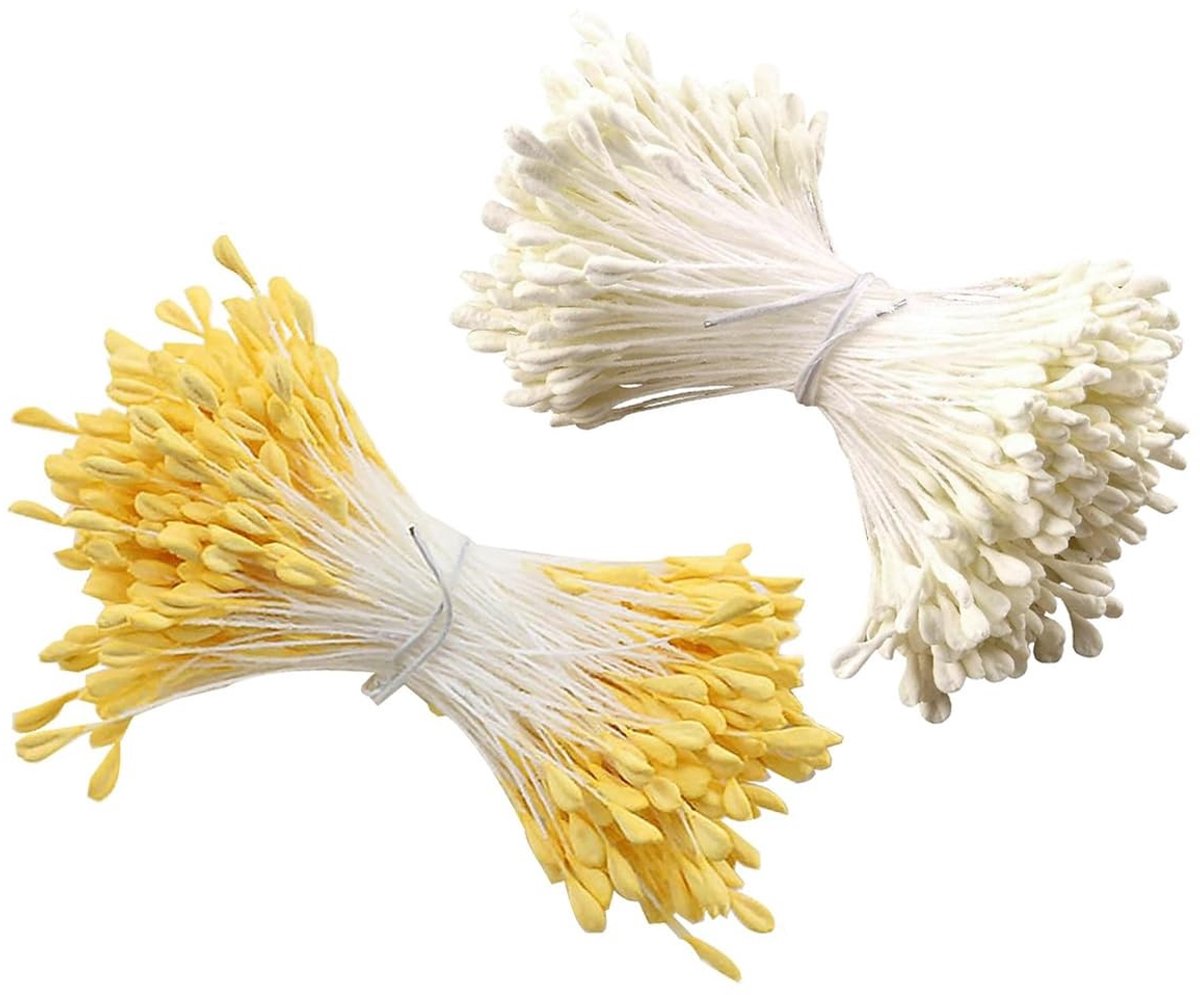 Dailygoods- Kunstbloem Meeldraden 3 mm - 2 Bundels Matte Moutvormige Meeldraden - Bruiloft Bloemstukken - Doe-Het-Zelf Knutselen - Gips/Touw - Georganiseerde Bundels - Bloemaccessoires
