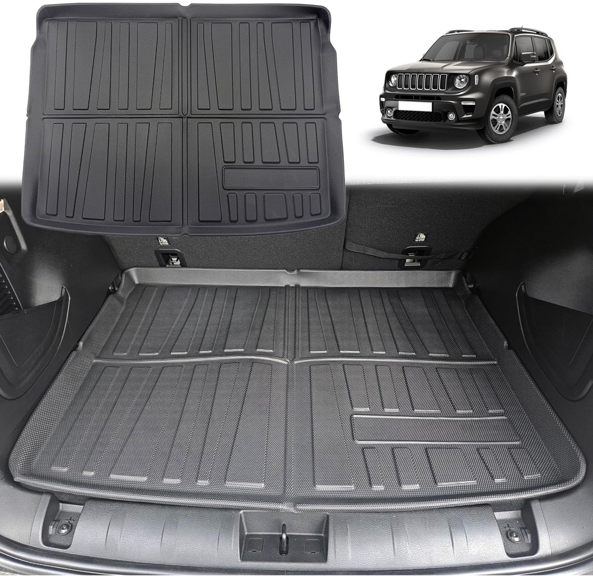 J-eep Renegade BU/ 4x4/4xe/Hybrid 2015-2022 2023 kofferbakmat, Renegade originele mat 3D TPO 3D, compatibel met Jeep Renegade accessoires