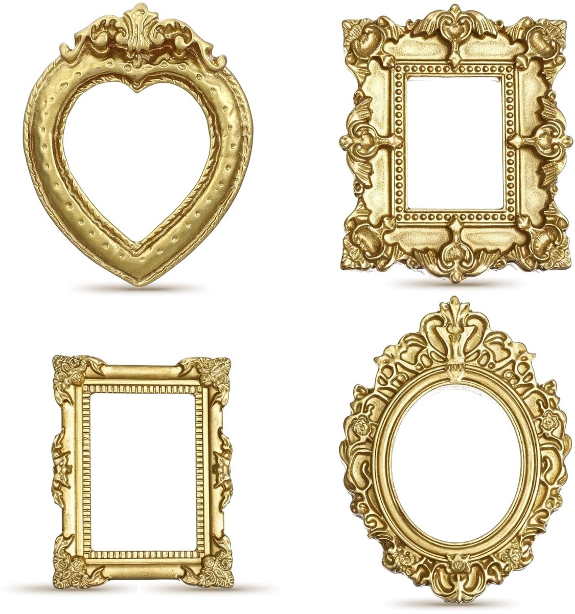 Dailygoods - 12 Stuks Mini Fotolijsten Gouden Vintage voor Decoratie