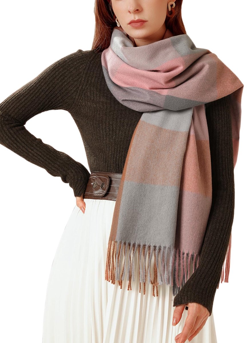 Dames sjaals zachte geruite wrap, lange oversized zachte warme tartan wraps wol draaiende kwastje sjaal stola sjaal deken, geweldig kerstcadeau of verjaardagscadeau voor dame vrouwen meisjes