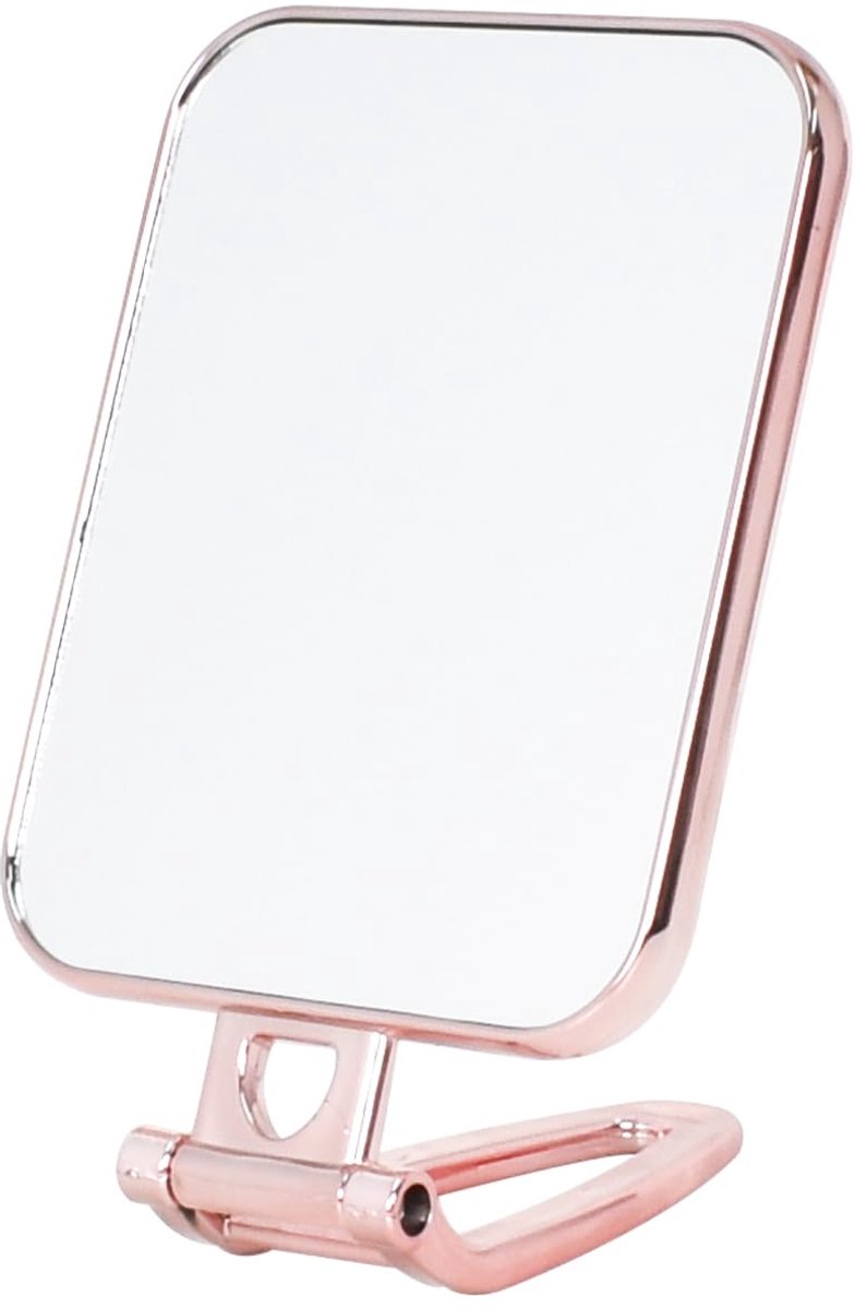 Spiegel met handgreep, 270 graden opvouwbare staande spiegel, kleine tafelspiegel, make-upspiegel, normale dubbelzijdige spiegel, reisspiegel voor make-up, make-up, haarkammen