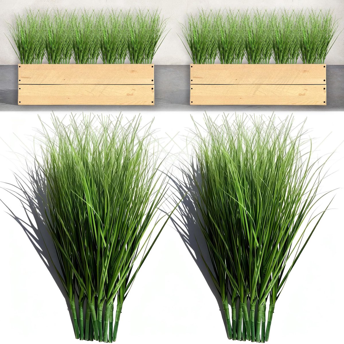 20 stuks kunstuiengrasplanten, 25 cm hoog, kunstgras, groene planten zoals echt, weerbestendige kunststruiken voor tuin, balkon, woonkamer, uv-bestendige decoratie, donkergroen