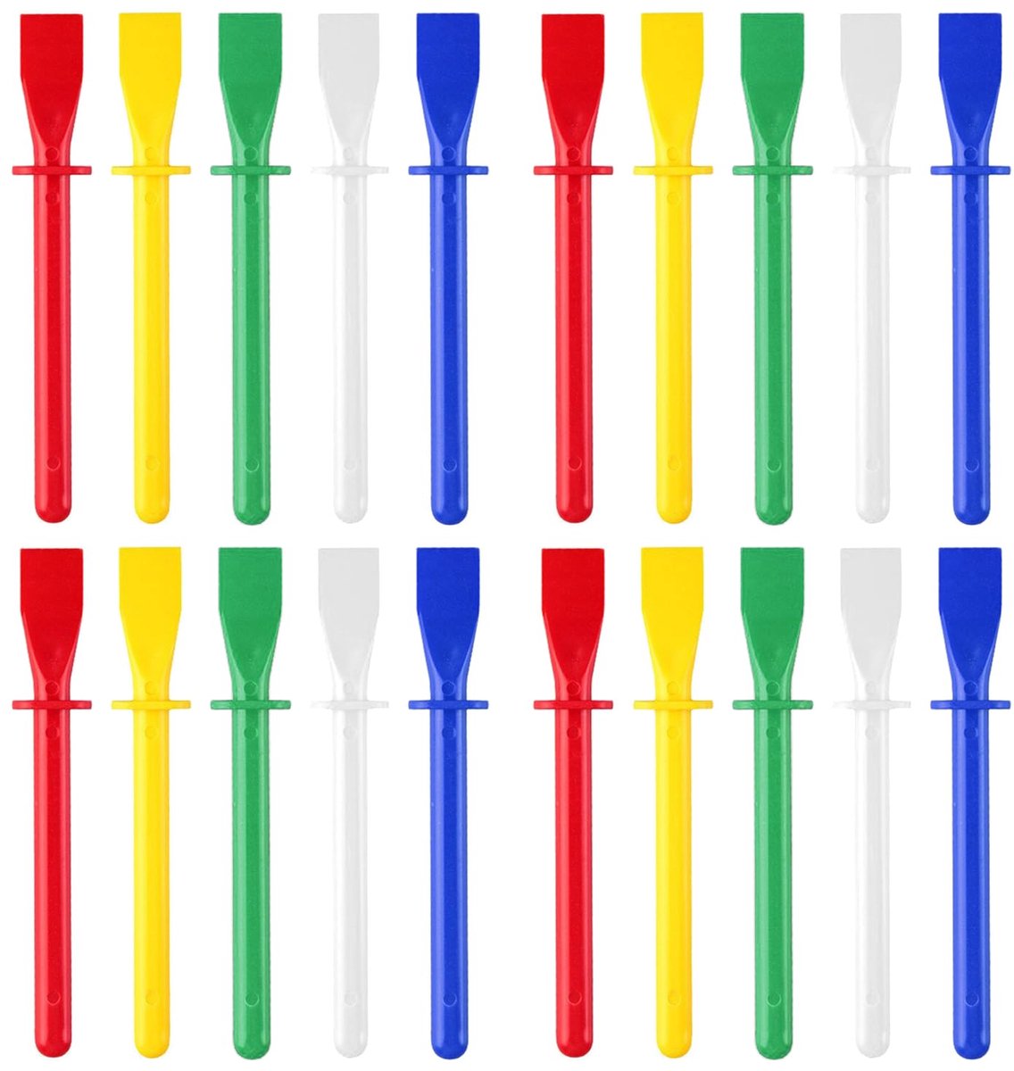 Spatels, spatels voor PVA-lijm, felgekleurde plastic spatels, applicator, knutselaccessoire voor tieners, voor kunst, knutselen, school, thuis, rood, geel, blauw, groen, wit