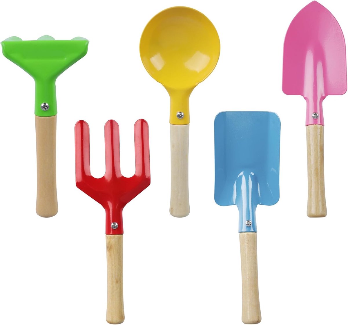 tuinhulp voor kinderen vanaf 3 jaar, tuinset met schep, hark, schop, schop, lepel, vork, hark, tuingereedschap, tuingereedschap, zandspeelgoed, strandspeelgoed