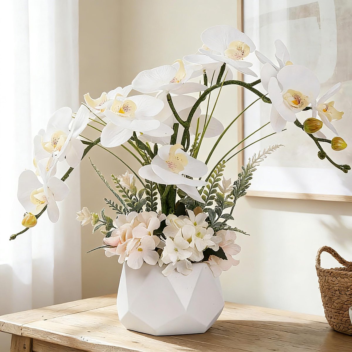 Kunstbloemen ochideeën planten neporchidee in pot kunstbloemen met vaas Orquidea faux orchidee voor thuis binnendecoratie (stijl 2, witte vaas)