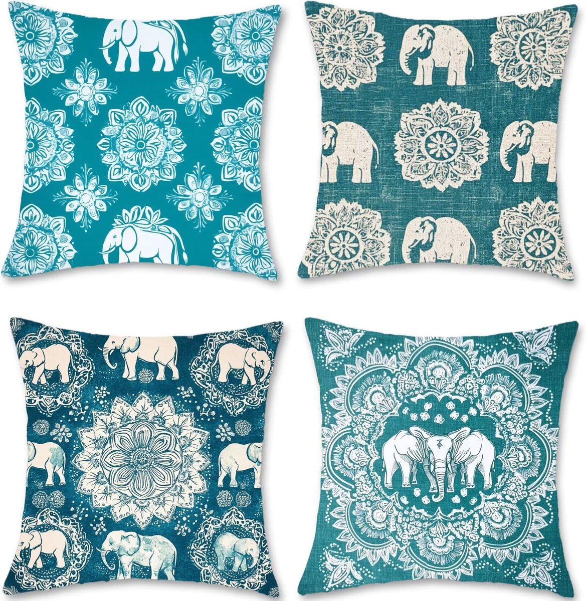 80 x 80 cm, blauw fluweel, bankkussen, sierkussen, boho, outdoor kussen, set van 4 kussenslopen, vierkant, bankkussens voor Halloween, modern, woonkamer, slaapkamer, balkon, decoratie, S1