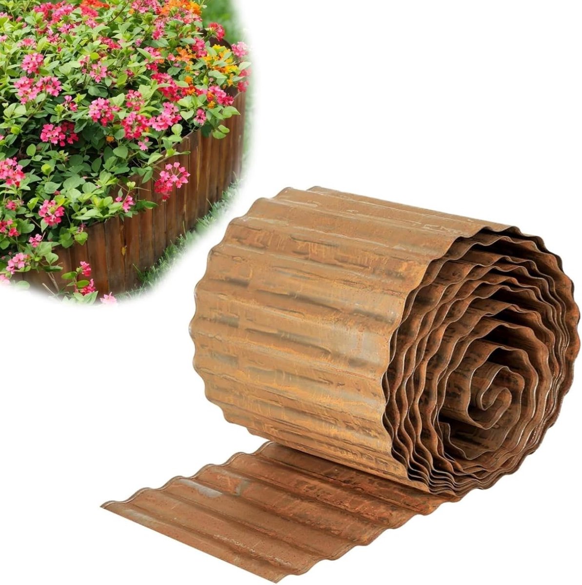 Cortenstalen Gazonrand voor Flexibele Tuinarchitectuur, 20 cm Hoog, Ideaal voor Bloembedden en Grote Tuinen