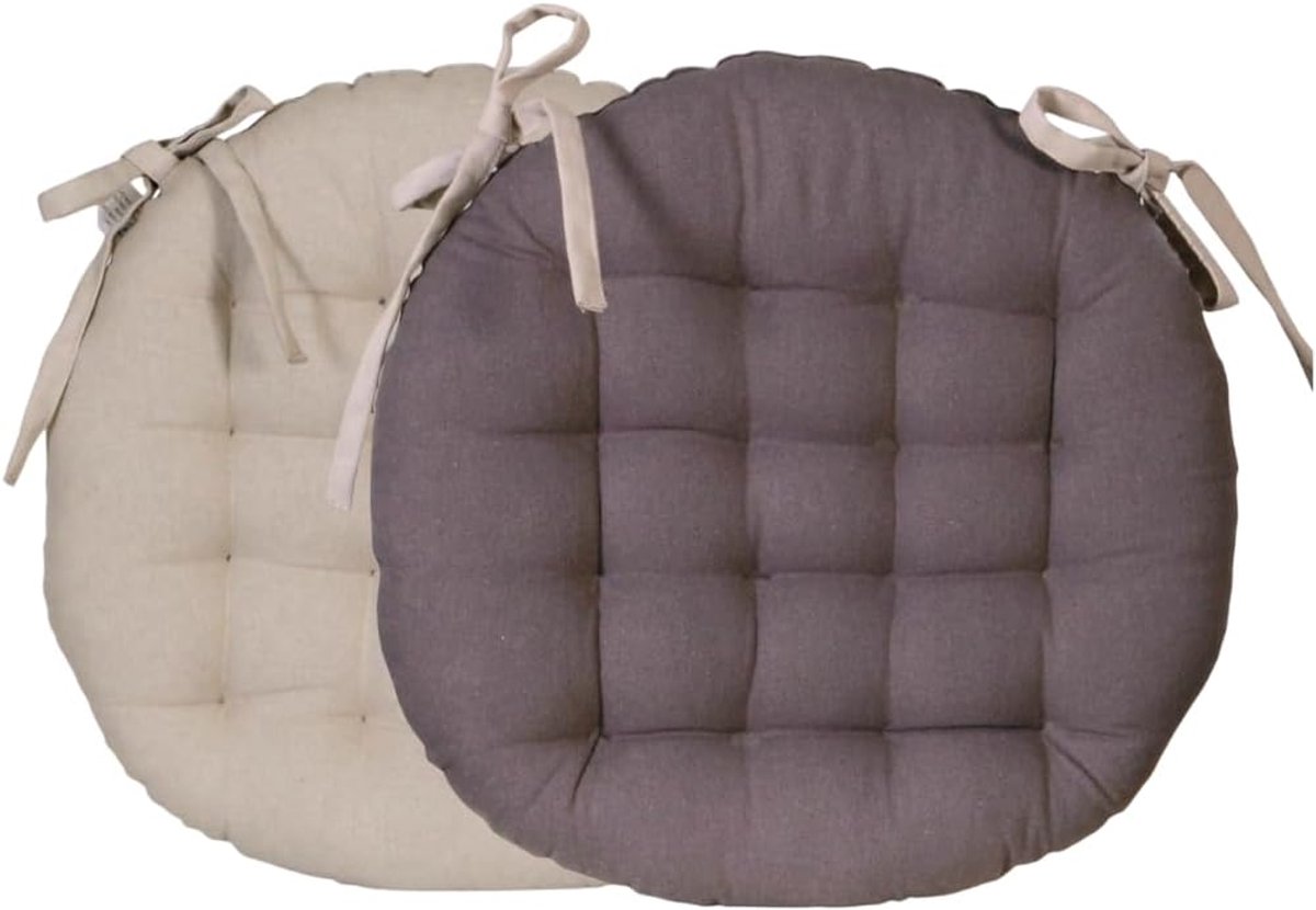 Ciel Ronde stoelbekleding, tweekleurig, D. 40 cm, taupe/antraciet