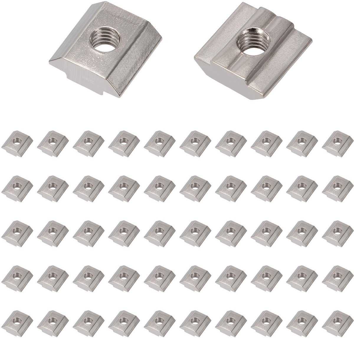 M6 T-moeren T-gootmoeren van koolstofstaal voor aluminium profiel uit de serie 3030 50 stuks