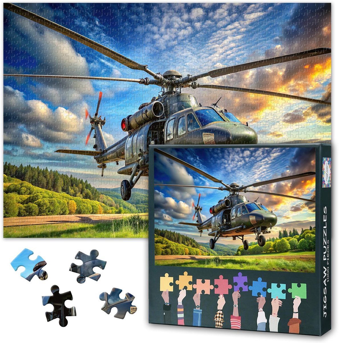1000 stukjes, voor volwassenen, militair vliegtuig, puzzel met innovatief design, tactische functies voor de luchtvaart, enthousiaste uitdagende puzzelspel, decoratie