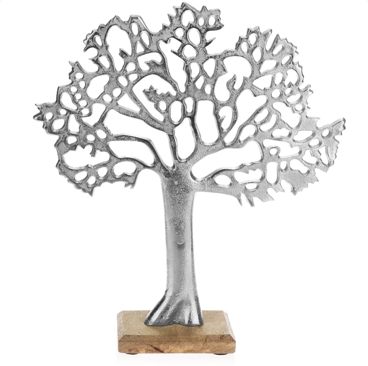 SnelShoppen - XL Decoratieve Boom van Metaal op Houten Basis - Decoratieve Levensboom - Moderne Interieuraccessoire - Perfect voor Elk Seizoen