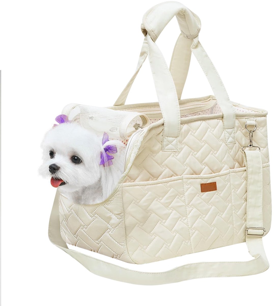 Hondendraagtas tot 5 kg, hondentas voor kleine honden en katten, hondendraagtas, opvouwbaar, ademend, met veiligheidsgordel, tassen, transporttas, ideaal voor buiten, reizen, auto (35 x 25 x 15,5 cm)