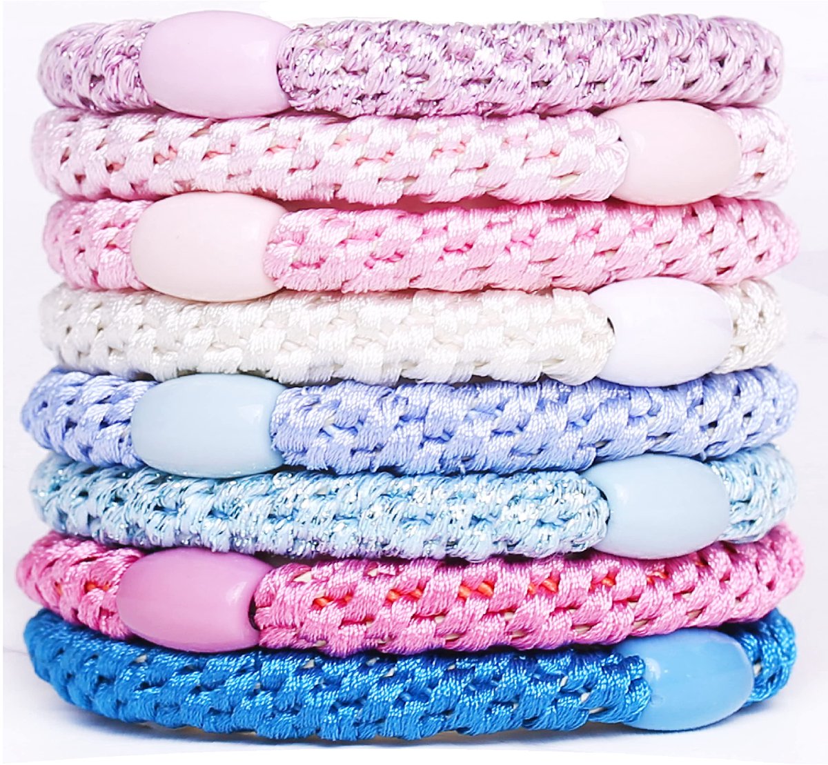 Elastiekjes voor dames en meisjes, zachte geweven katoenen bandjes, paardenstaart-houders voor dik en krullend haar, pastelkleuren