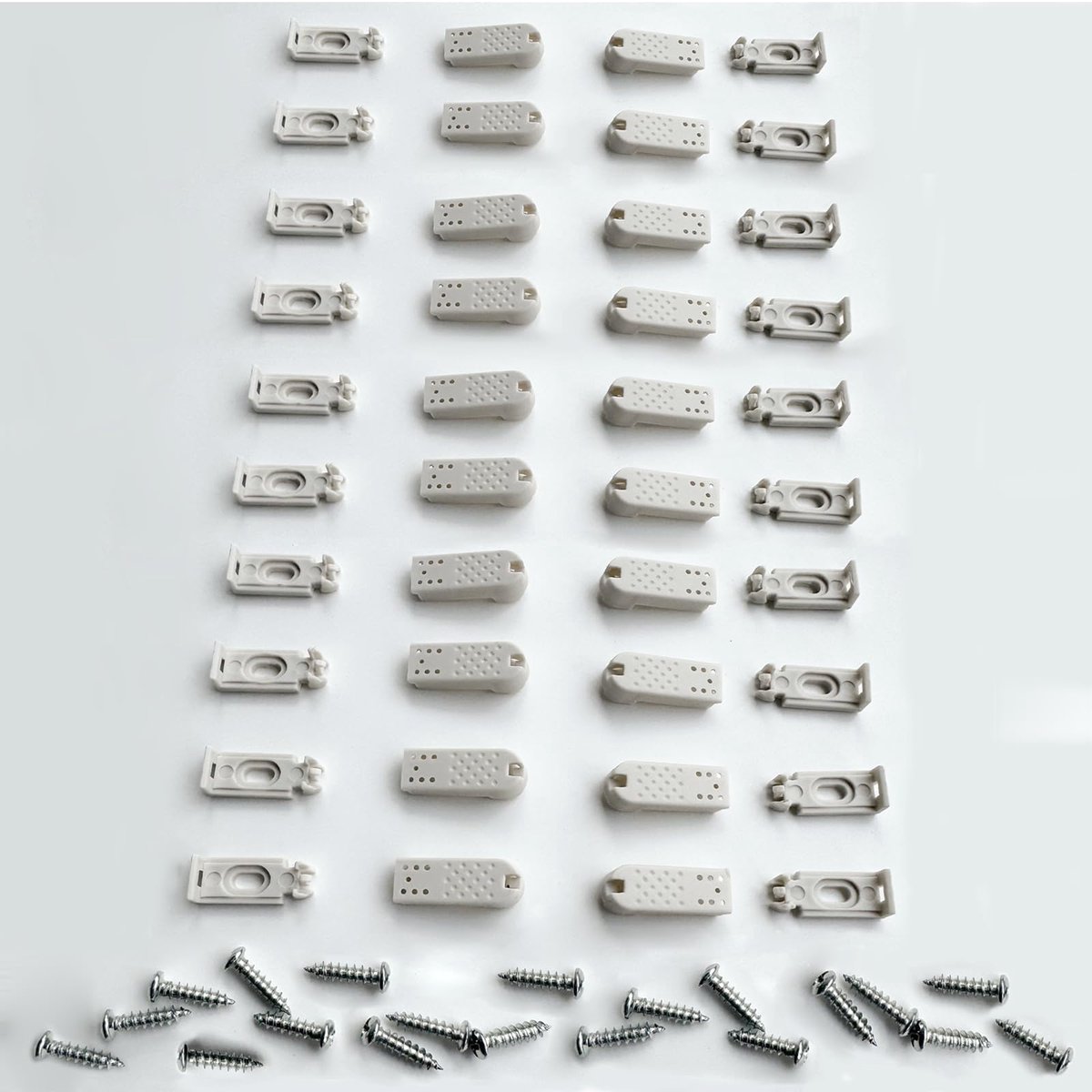 20Kit 40 stuks plissé reserveonderdelen, klemdragers, spanschoenen voor gespannen plisségordijnen, voor lijmdragers en Stick & Fix frontplakplaten