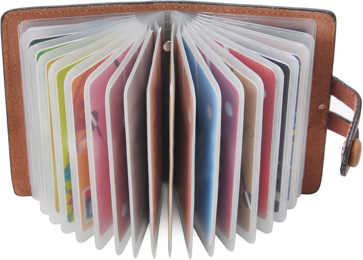 portefeuilles voor mannen en vrouwen, zacht echt leer, 20 verdikking kaartsleuven (Bruin)