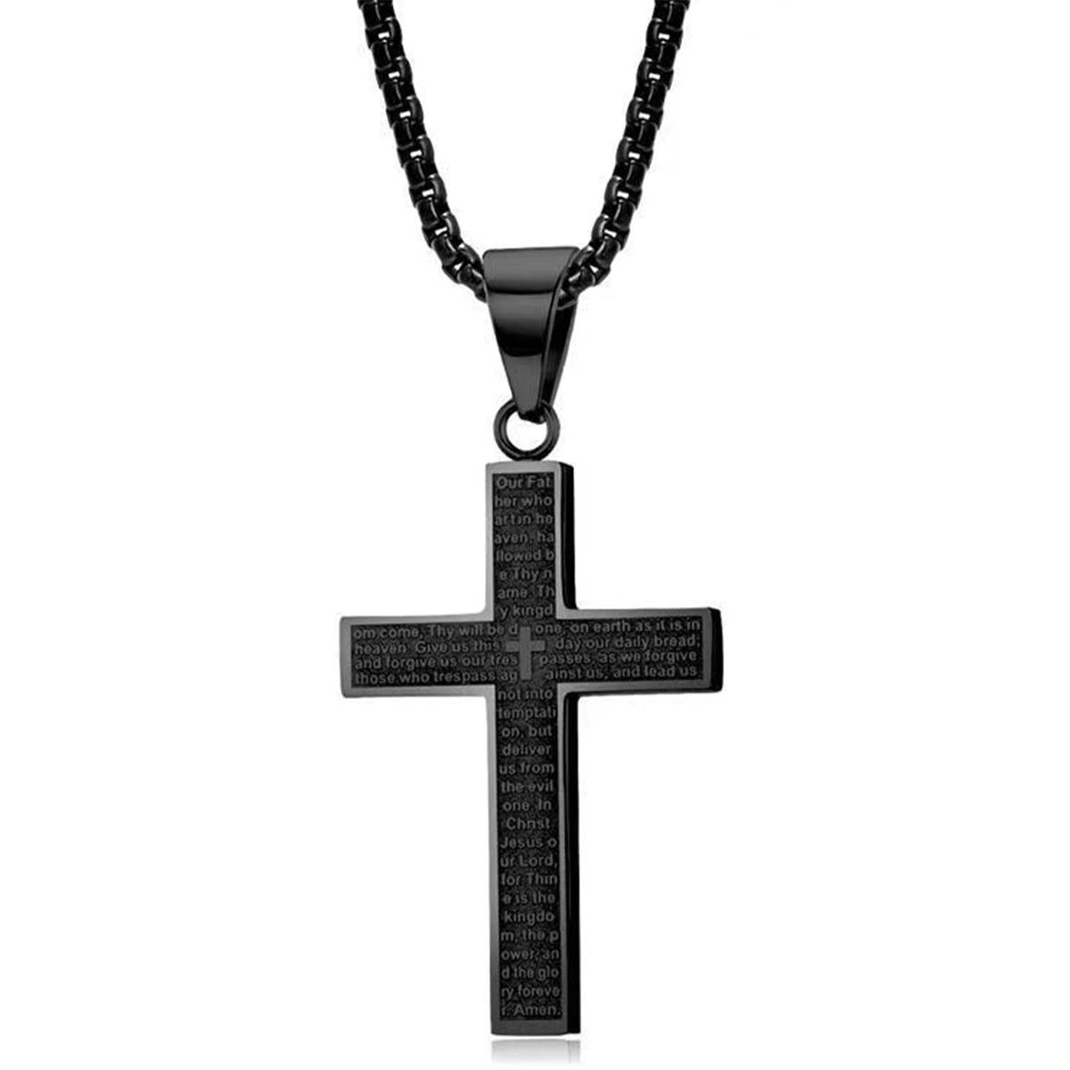 Ketting Hanger voor Mannen Vrouwen - Kruis Hanger Met 3mm Brede Titanium Stalen Curb Chain - 60cm - Klassiek en Veelzijdig Stuk