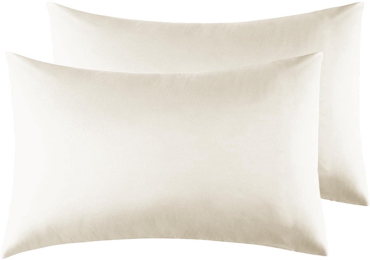 SnelShoppen - Microfiber Kussenhoezen 40 x 80 cm, Set van 2, Zachte Effen Kussenhoezen met Envelope Sluiting - Beige voor Woonkamer, Slaapkamer, Tuin