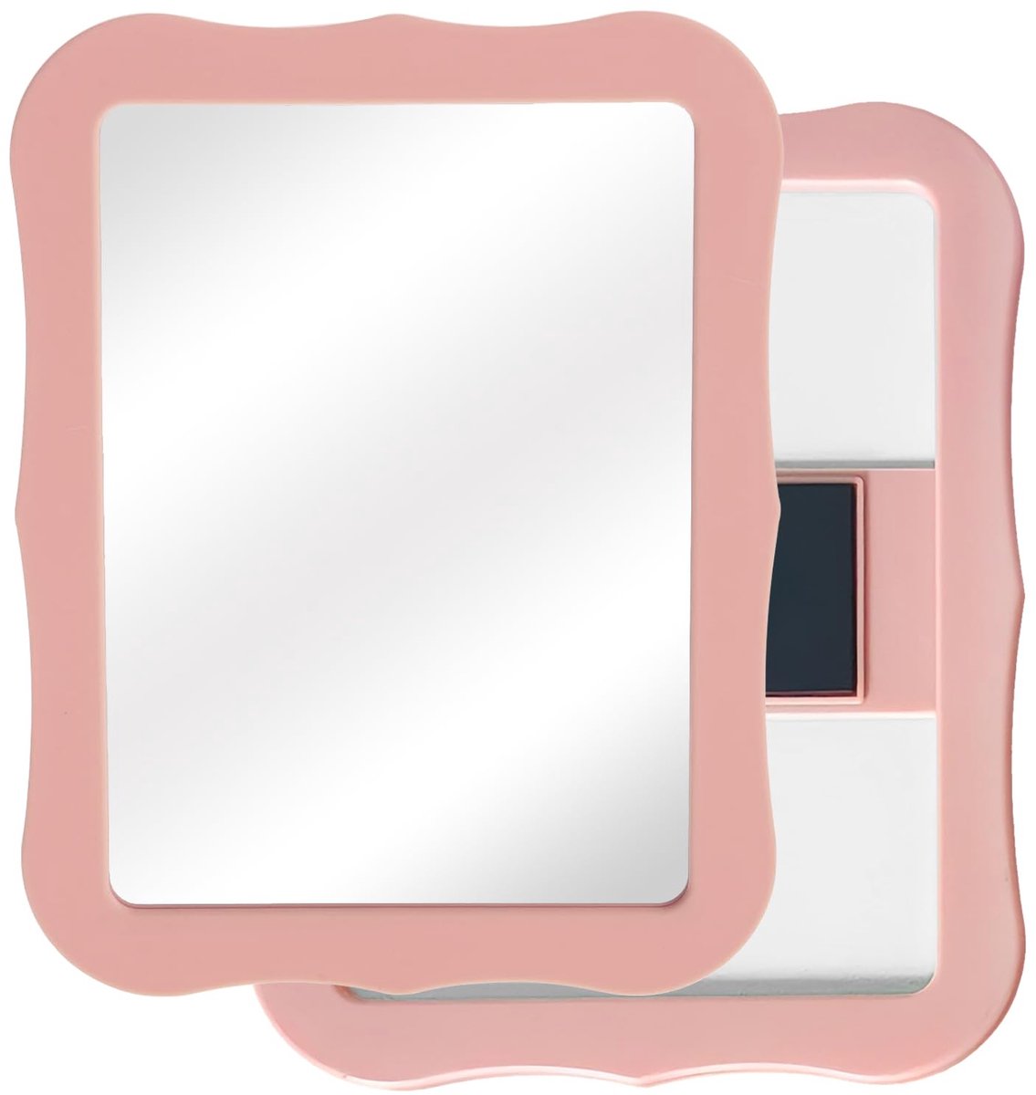 Spiegel voor kast, 17,5 x 13,5 cm, reis-make-upspiegel met roze frame, voor kantoorkasten, schoolkasten, gymkasten en koelkasten