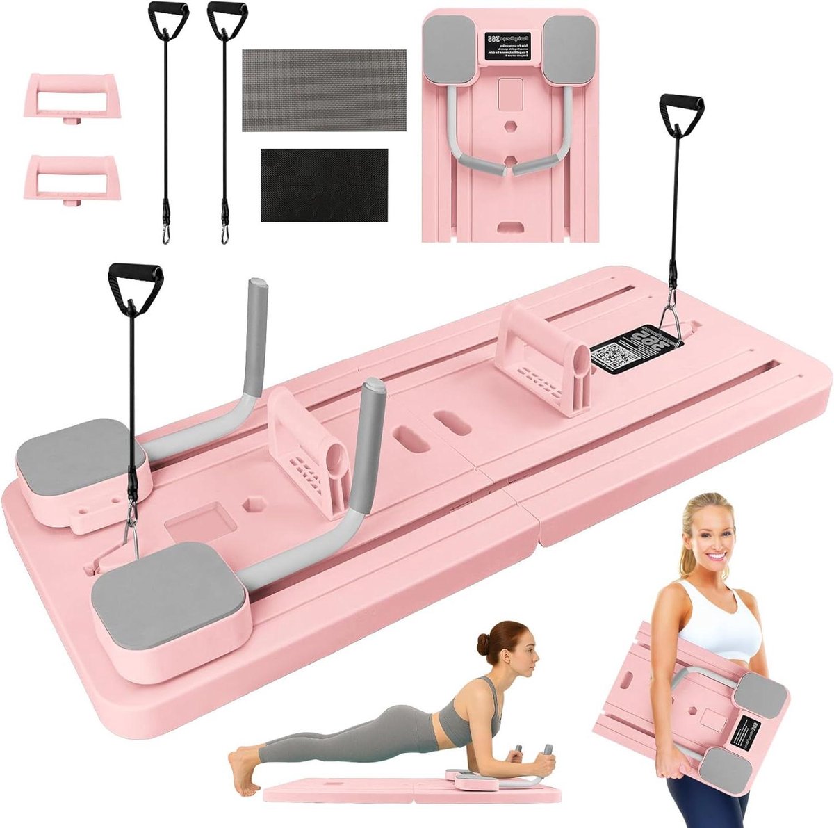 Pilates Reformer Board - Buikspier Trainer - Full Body Workout - Automatische Rebound - 105x40x3cm - Paars