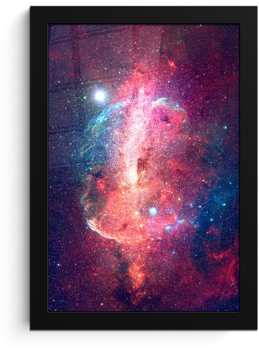 Fotolijst incl. Poster - Ruimte - Sterren - Rood - 20x30 cm - Posterlijst