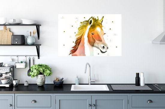 Stickers Stickers muraux - Cheval - Couleurs - Wit - 90x60 cm - Feuille adhésive