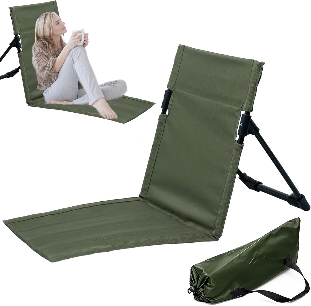 kampeerstoel,vloerstoel met rugleuning 38x39.5CM,buitenzitkussen,opvouwbaar zitkussen voor vloerstoelen,voor picknicks,vissen,wandelen,kamperen