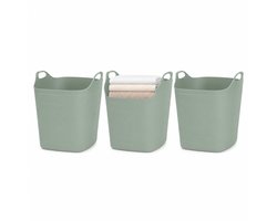 Excellent Houseware Flexibele emmer - 3x - groen - 15 liter - kunststof - vierkant - 37 x 30 cm