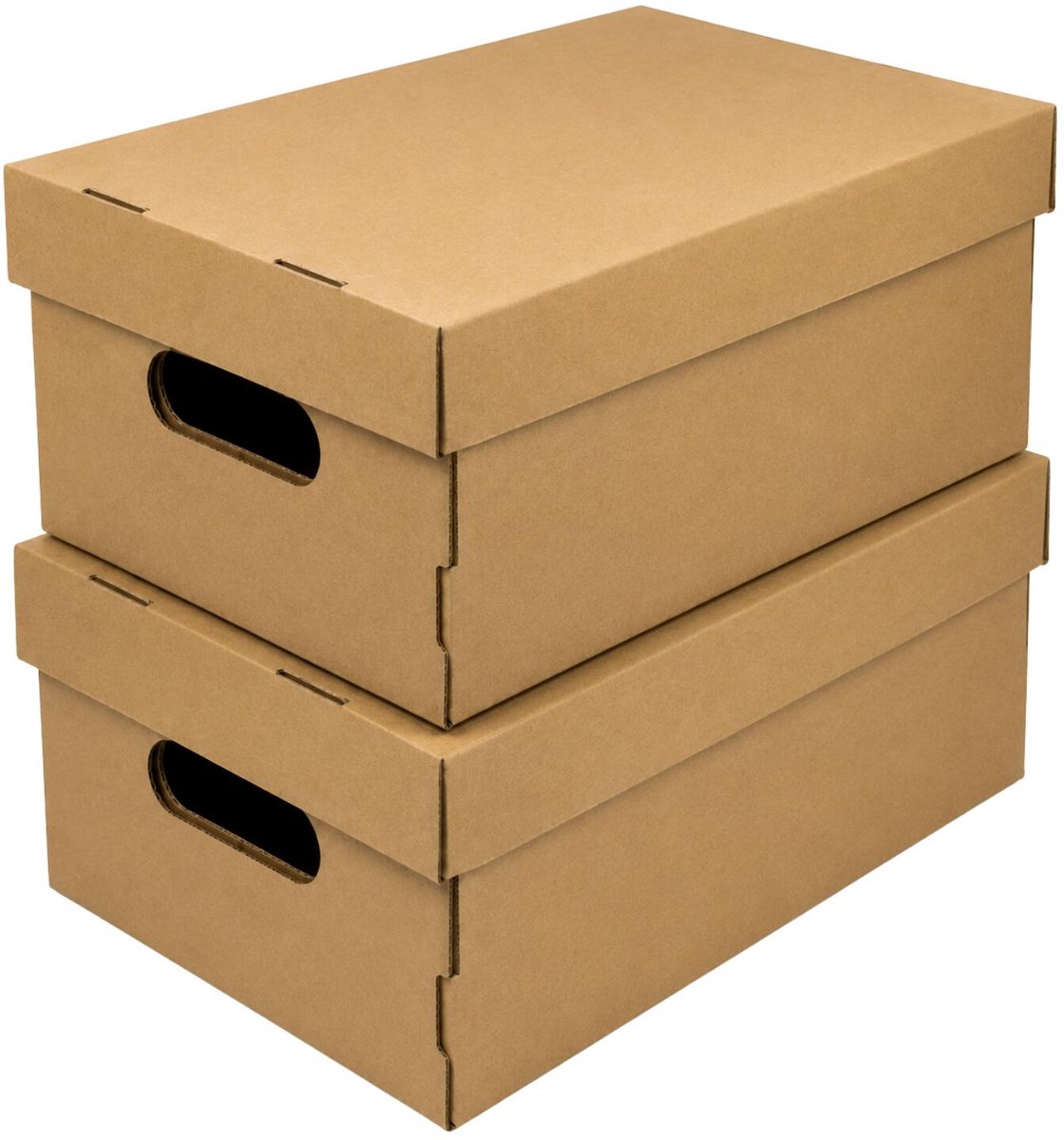 CM Huis Opbergbox - 2x - Opbergdoos - beige - karton - opvouwbaar - 30 x 23 x 13 cm - met deksel - organiseren - opruimen