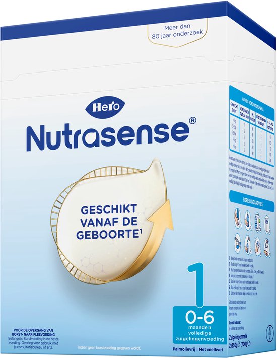 Hero Nutrasense Classic 1 (6-12 Maanden) - Zuigelingenvoeding - Flesvoeding - met Melkvet - Palmolievrij - 4 x 700 gram van Hero — afbeelding 2