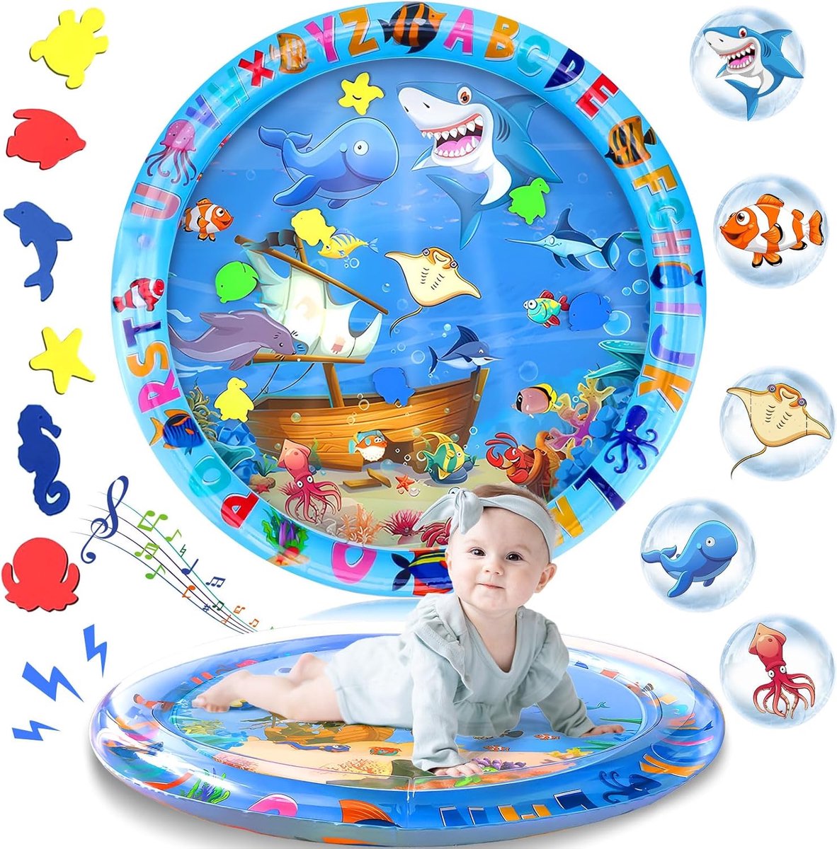 Baby, Schattige Dolfijn Waterspeelmat Baby, Opblaasbare Babyaquarium Speelmat Voor Baby's Van 3, 6 En 9 Maanden, 63 X 63 Cm, Bpa-Vrij