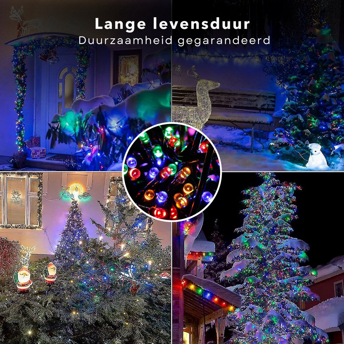 Cheqo® Kerstverlichting - Kerstboomverlichting - Kerstlampjes - 200 LED - 4M - Voor Binnen en Buiten - Timer - Veelkleurig - 8 Lichtfuncties - Op Batterijen - Multicolor - Gekleurde Kerstverlichting - Sfeerverlichting - Feestverlichting – foto 2