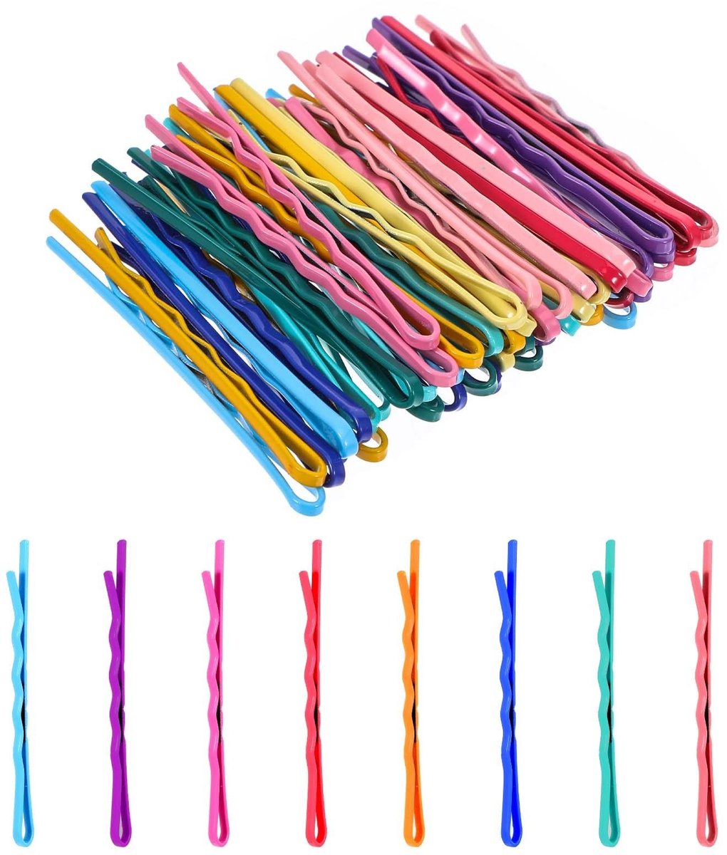 Dailygoods - 50 stuks gekleurde haarspelden, klein, 5,5 cm, haarspeld, kleurrijke bobby pins, golvende haarspeld rechte haarklem voor dames, van metaal, haarspeld, haarklemmen, accessoires voor vrouwen