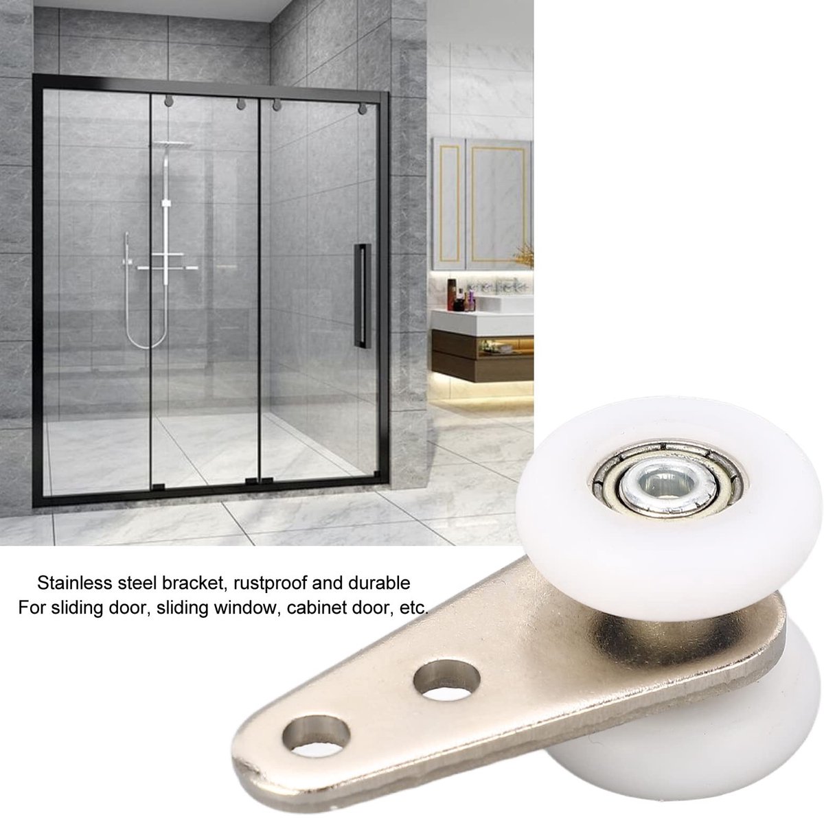 Dailygoods- Schuifdeur Riemrol 10 Stuks - Nylon Katrollen 23 mm - Roestvrij Stalen Houder - Slijtvast en Schokbestendig - Voor Schuifdeuren en Ramen