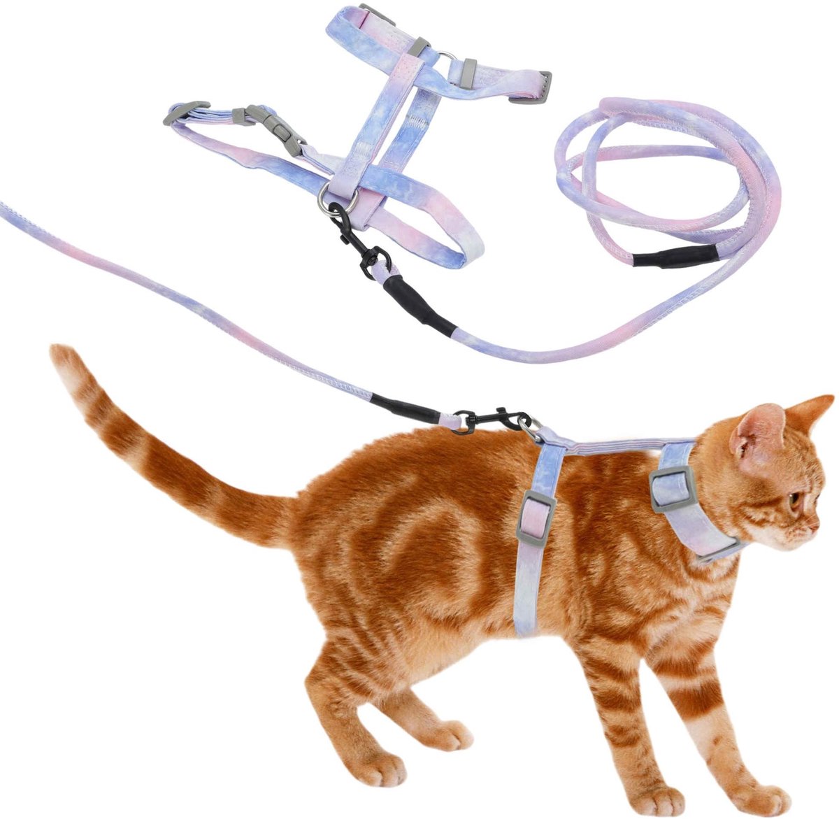Dailygoods- Kat Tuigje Ontsnappingsbestendig - Lijn Set - Lichtgewicht - Verstelbaar - Zacht Polyester - Comfortabel voor Katten - Kat Harnas