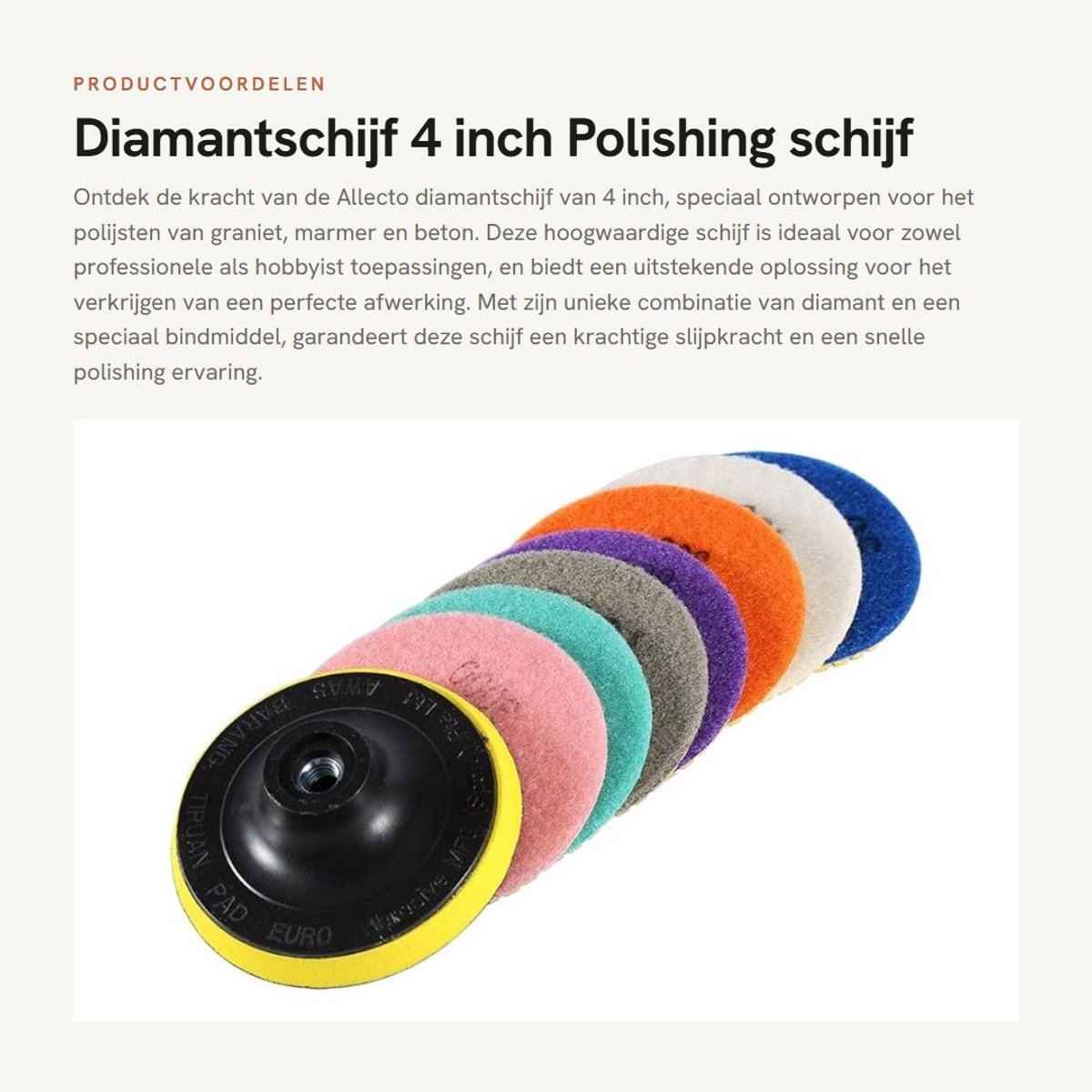 Dailygoods- Diamantschijf 100 mm - Polijstschijf - Polijstschijven - Graniet - Marmer - Hoge efficiëntie - Diverse korrelgroottes 50/100/300/800/1500/2000/3000