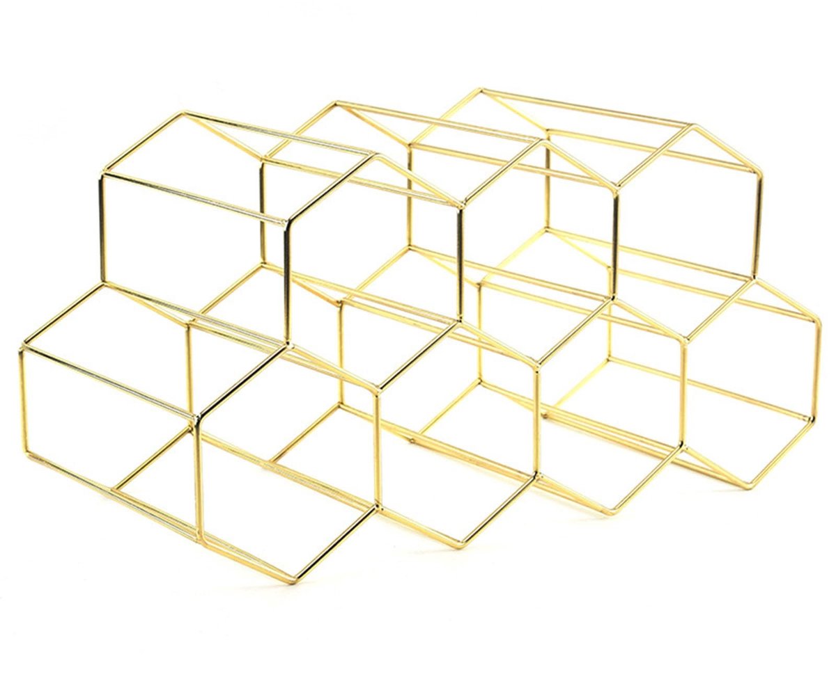 Dailygoods- Wijnfleshouder met betrouwbare constructie - Wijnrek metaal - Wijnrek roségoud - Vrijstaand wijnrek - Wijndecoratie - Gemakkelijk schoon te maken