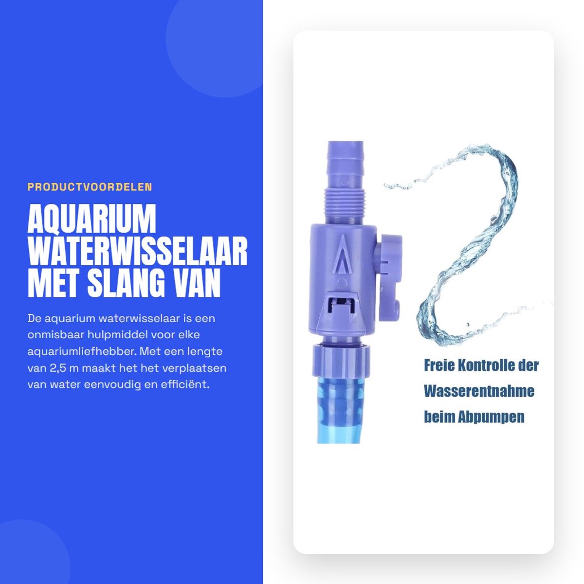Dailygoods- Waterwisselaar 2,5 m - Aquarium Reiniger - Slijtvaste Grindreiniger - Veilig voor Vissen - Reinigingsborstel voor Hoeken - Kwalitatief Hoogwaardig - Aquariumreiniger