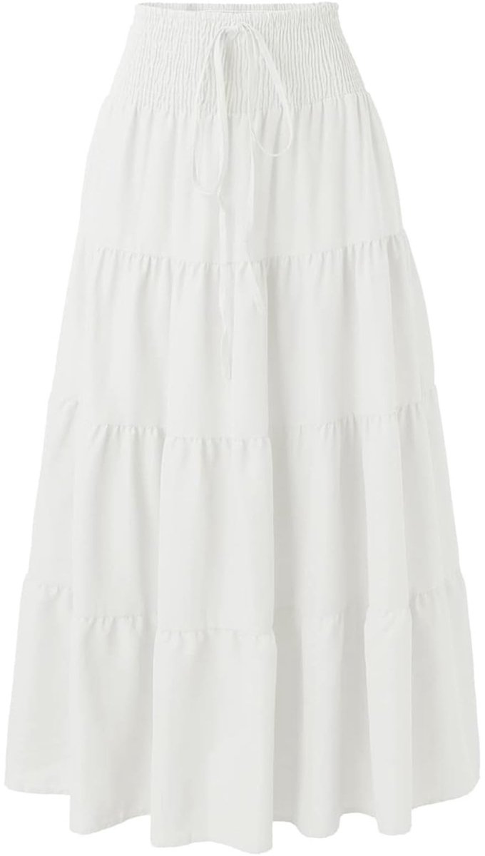 Dailygoods- Maxi Rok Hoge Taille - 2-in-1 Rok met Ruches - Lange Rok met Trekkoord - A-lijn Rok - Dames Rok - 95% Polyester