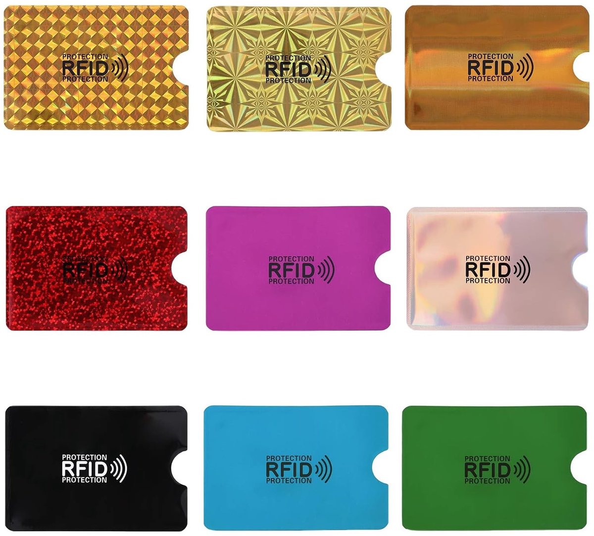 Dailygoods- RFID-kaarthouders set van 9 - RFID-blokkering - creditcardhoezen - bescherming tegen identiteitsdiefstal - ultradun - kleurrijk 9,2 x 6,2 cm - Kaartbeschermers