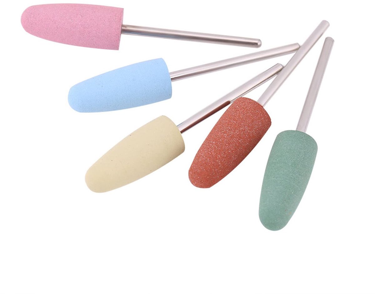 Dailygoods- Nagelboren 5-delig - Siliconen Nagelslijperboor - Roestvrij Staal - Nagelpolijstmachine - Gereedschap - Effectieve Verwijdering - Nagelslijper