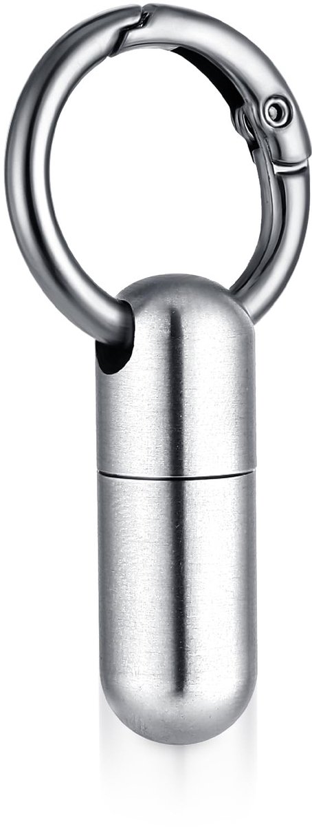 Dailygoods- Pillendoos Kleine Draagbare Sleutelhanger - Waterdichte Medicijnorganizer - Roestvrij Staal - Outdoor - Camping - 1 Vak - Medicijnhouder