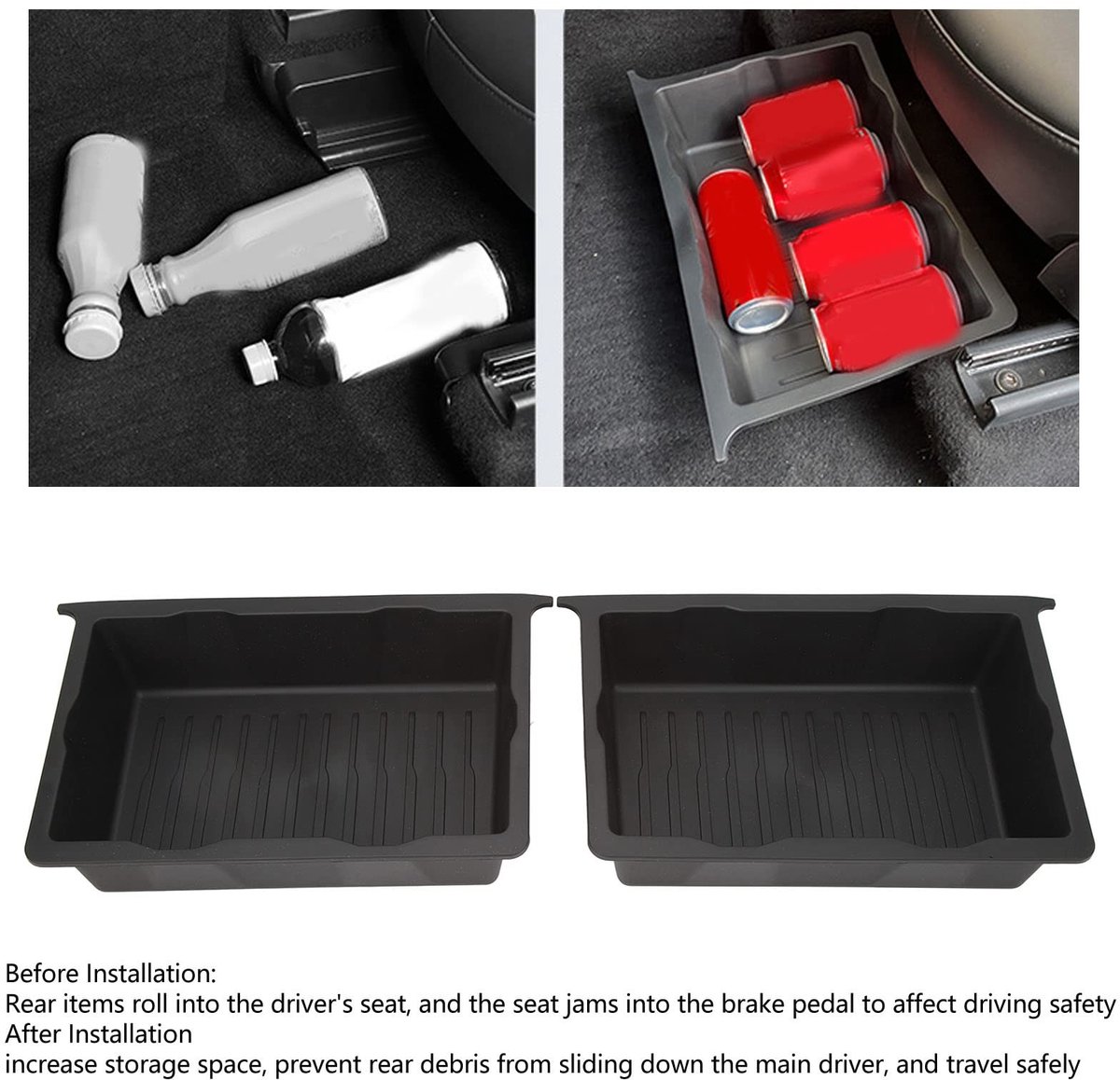 Dailygoods- Opbergdoos Vervanging Model Y 2020-2023 - Opbergdoos Onder de Stoel - Opslagcontainers - Ruimtebesparend - Veiligheid Gegarandeerd - Perfecte Pasvorm - Opslagbox