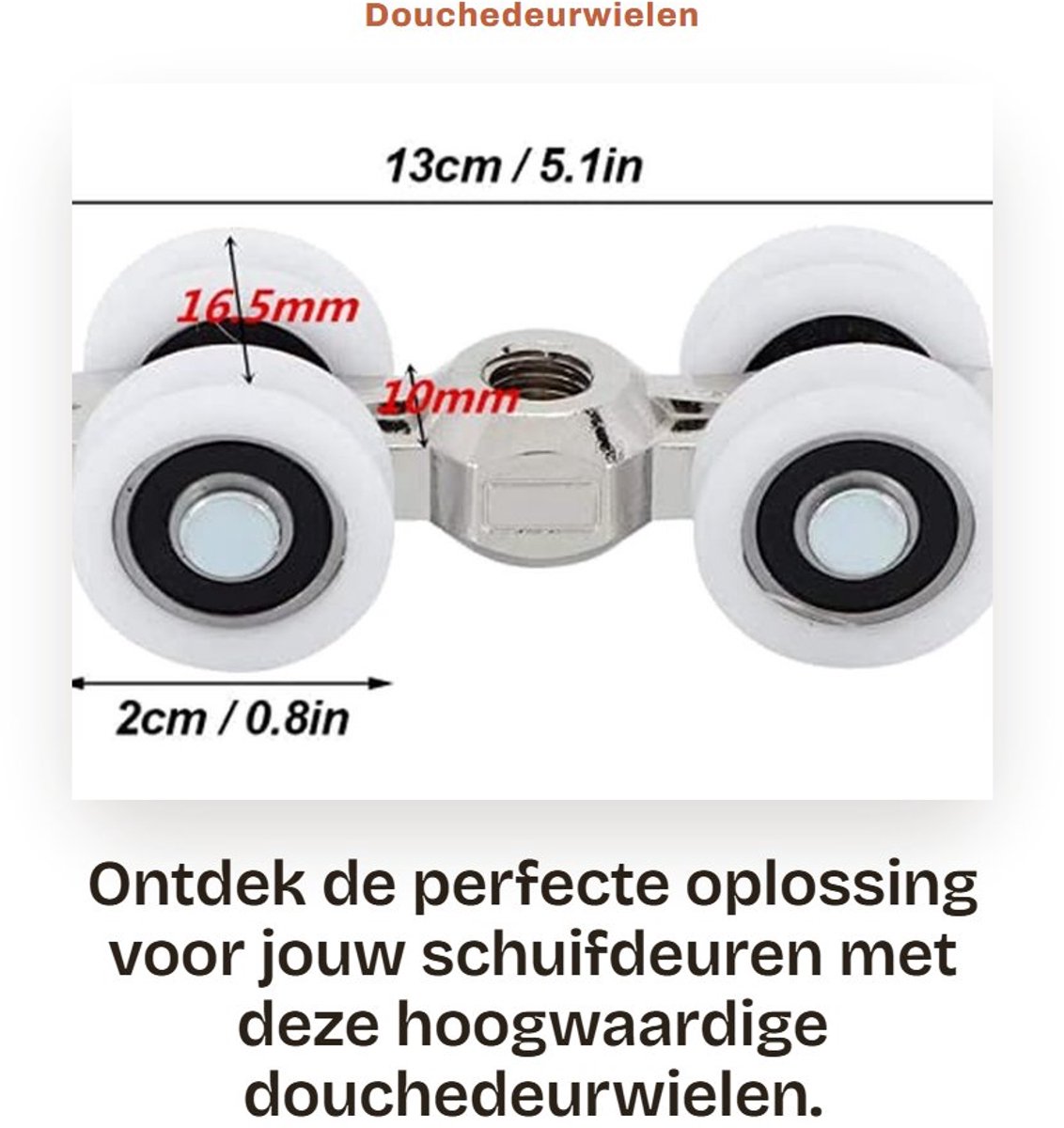Dailygoods- Douchedeurwielen - Schuifdeur-wieltjes - 4 Wielen - Staal/POM - Draagvermogen 150 kg - Eenvoudige installatie - Duurzaam en solide - Schuifdeurwielen